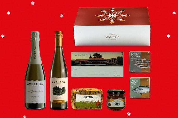 Exemplo de um cabaz com produtos Aveleda.